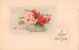 Vase Filled With Lovely Carnations-Old New Year PC-B.b. London Series No. NY 344 Carnation