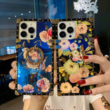 Ring Luxury Peony Flower Phone Case For iPhone Samsung Z Flip LG Google Pixel Peony