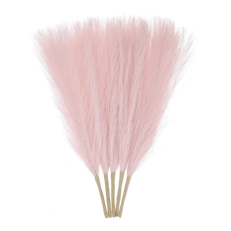 5pcs Dried Faux Pampas Grass 17" Artificial Pampas Grass Decor Light Pink Pampas Grass