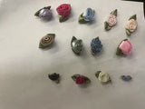 144 pcs Mini / large Satin  Rose Ribbon Flower green leaf  DIY Wedding Bow Craft Carnation