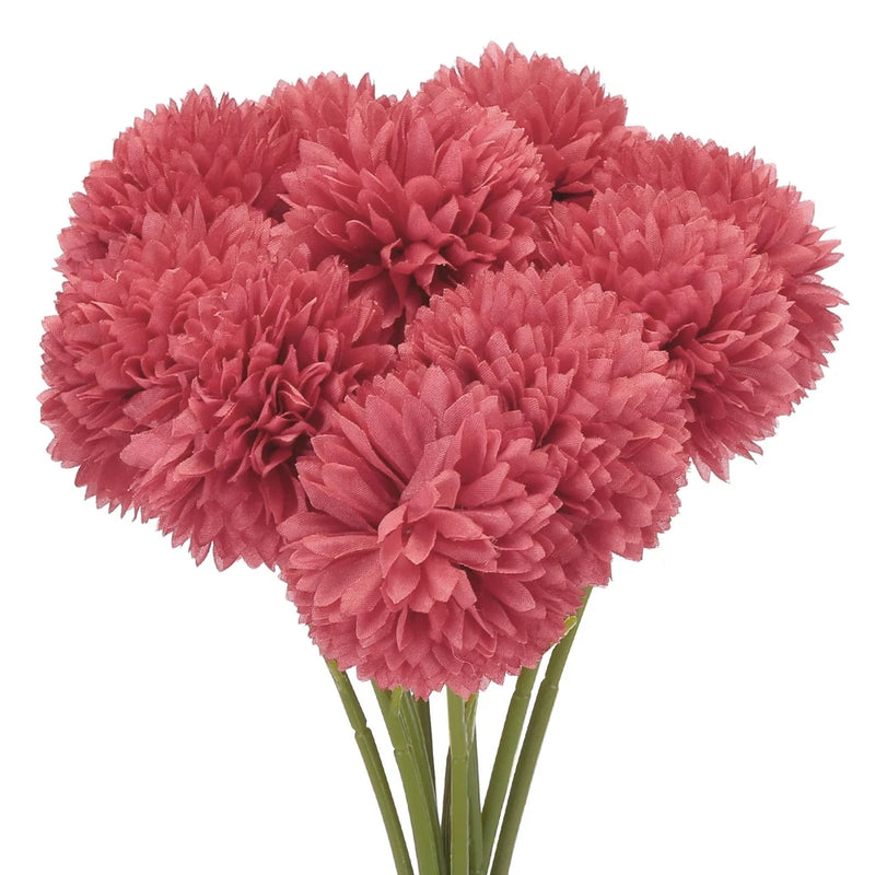 Artificial Flower Heads Silk Chrysanthemum Hydrangea Red Faux 12Pcs Hydrangea