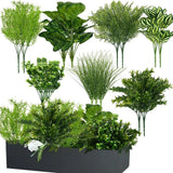 15Pcs Outdoor Artificial Plants UV Resistant Fake Plastic Greenery Spring Gra... Green Plant