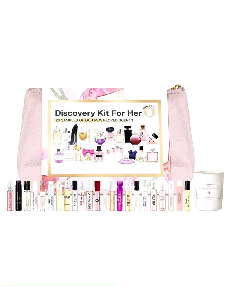 Favorite 23-Pc. Fragrance Sampler Gift Set For Her & Pink Pouch Bouquet