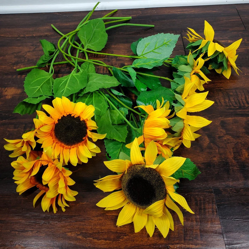 Lot Of 8 Faux Artificial Sunflowers With Stems Summer Flowers Sunflower