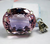 Natural 101.20 Ct Certified Brazilian Pink Kunzite Pendant Oval Cut Gemstone Roses