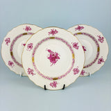 Three Herend Apponyi Chinese Bouquet Pink Dessert Plates - 1518 AP 19cm Hungary Bouquet