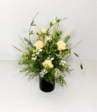 YELLOW RANUNCULUS FLORAL GREENERY ARRANGEMENT CONTEMPORARY CENTERPIECE GIFT NEW Ranunculus
