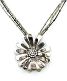 Silver Tone Triple Chain Crystal Sunflower Necklace Sunflower
