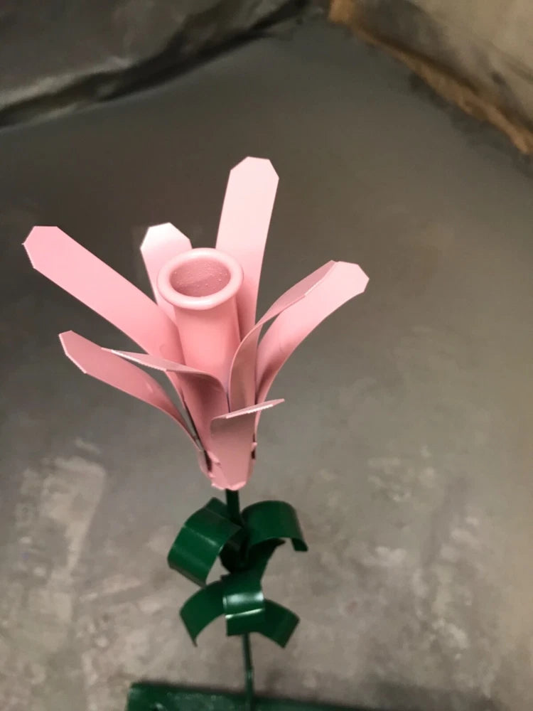 All Recycled Metal Welded Pink Lilly Flower Garden Stake Yard Art Rock Garden Garden Plants