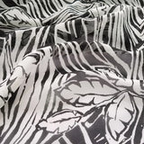 1 yard X 1.38 meter Black White Leaf Pattern Mulberry Georgette Chiffon Gauze Flowering Plants