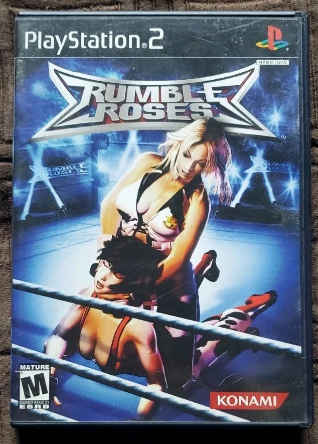 PlayStation 2 video game case with Rumble Roses cover art and female fighters