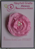 Chiffon SAVANNAH Gathered CARNATION PINK Flower - 70mm Tri-Pearl Centre AF NJC Carnation
