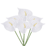6Pack 13inch Artificial Anthurium Lily Flowers Floral Bouquet Decor White Lily