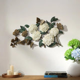 Decorative Aluminum Hydrangea Flowers and Butterfly Wall Hanging Sculpture Hydrangea