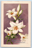 Easter Postcard Greetings Lilies Flowers Winsch Back Embossed c1910's Antique Lily