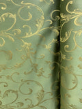 GREEN GOLD Brocade Flower Floral Upholstery Drapery Fabric (110 in.) Sold BTY Flowering Plants