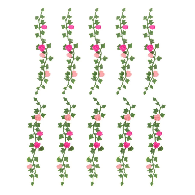 10 PCS Artificial Rose Vine Fairy Garden Accessories Plant Flowers Green Plant