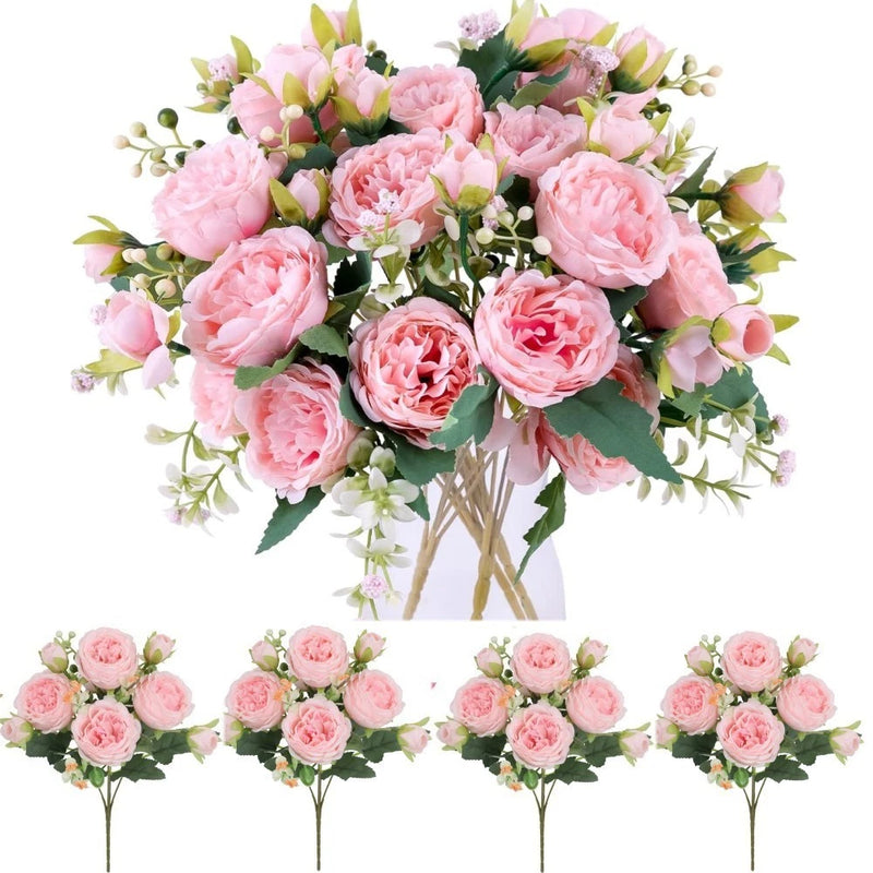 4 Bouquet Artificial Peony 36 Heads Fake Silk Flowers Home Wedding Party Decor Peony