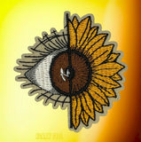 New Eye Sunflower Flower Colorful Embroidered Biker Iron On Patch Sunflower