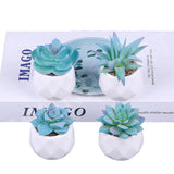 Set of 4 Blue small Artificial Plants Potted Succulents with office Decoration Green Plant