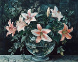 Glass pot with lilies and ivy oil painting 8x10 Print Lily