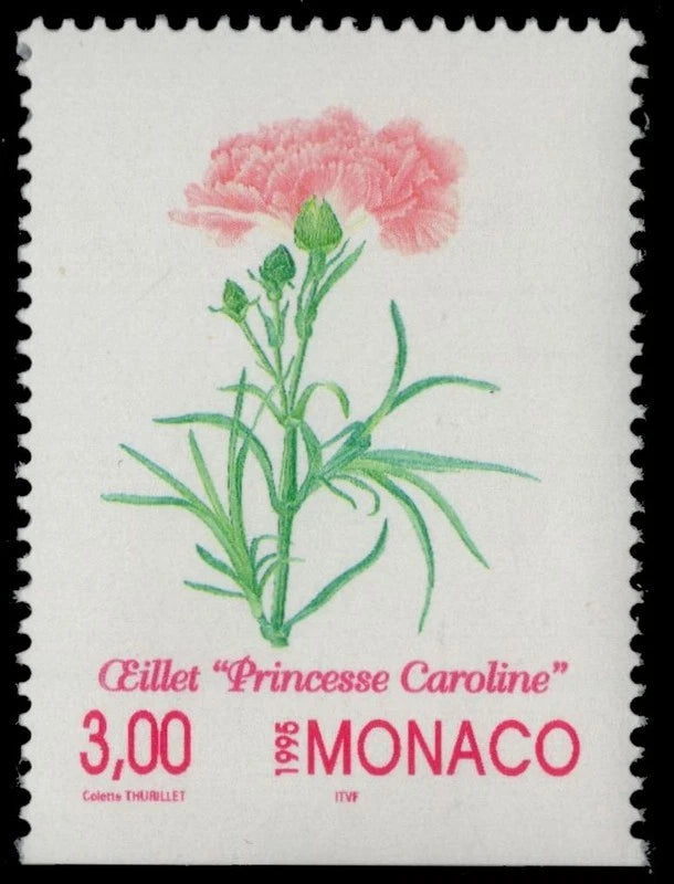 MONACO 1971 - Garden Flowers "Princess Caroline Carnation" (pc37257) Carnation