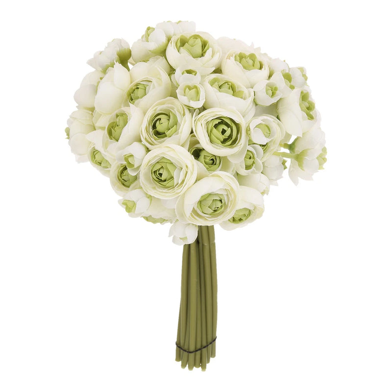 Artificial Ranunculus Flowers, 18pcs Pale Green Faux Silk Flower for Wedding Ranunculus