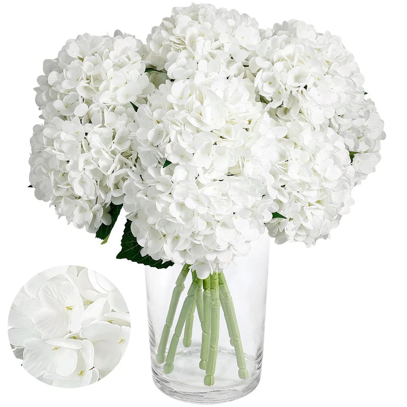 8PCS White Hydrangea Artificial Flowers for Outdoors and Indoor, Silk Faux Hy... Hydrangea