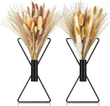 Peryiter 2 Pcs Boho Black Wall Decor Metal Wall Art x Shaped Hanging Planters wi Pampas Grass