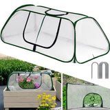 Garden Bed Cover PE Plant Cover with Rollup Zipper Door and Six Ground Stakes Garden Plants