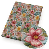 3D look Flower 100% Cotton fabric 20"x55" 1222913 embroidered look Flowering Plants