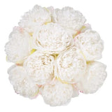 2 Bouquet 10 Heads Artificial Peony Silk Flower Leaf Home Office 10pcs White Peony