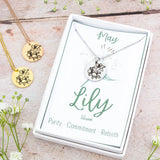 Lily Necklace - May Birth Flower Personalised Engraved Jewellery Lily