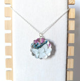 Handmade Pink Heather Blue Hydrangea Flower Resin Necklace Floral Pendant Gift Hydrangea