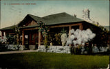 Coalinga CA California Log Cabin Home Pampas Grass mailed 1909 vintage postcard Pampas Grass