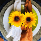 Flower Napkin Rings Set of 6, Handmade Sunflower Napkin Ring Holders, Plant N... Sunflower