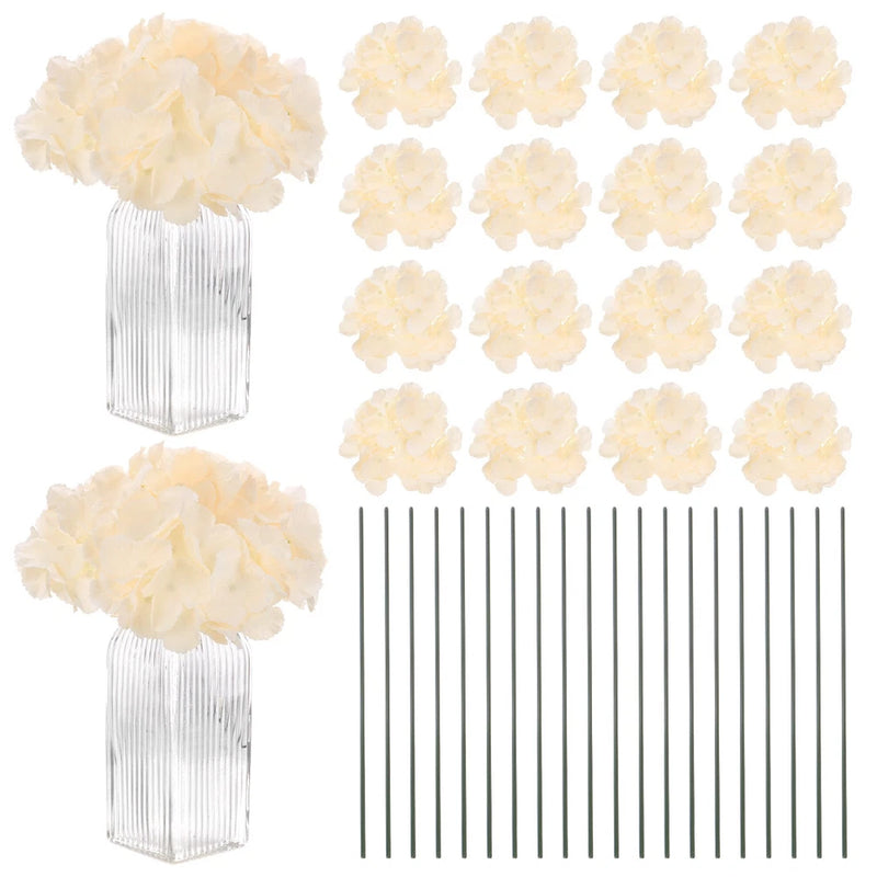 40-Pack Silk Hydrangea Flowers for Home Decor [Light Orange] Hydrangea