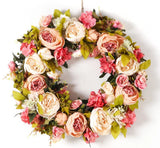 Peony Spring Wreaths for Front Door Outside 22 inch Handmade Summer Wreaths f... Hydrangea