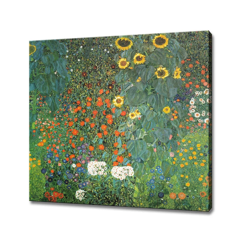 Gustav Klimt Art Print | Farm Garden with Sunflowers Canvas Picture | Classic Sunflower