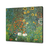 Gustav Klimt Art Print | Farm Garden with Sunflowers Canvas Picture | Classic Sunflower