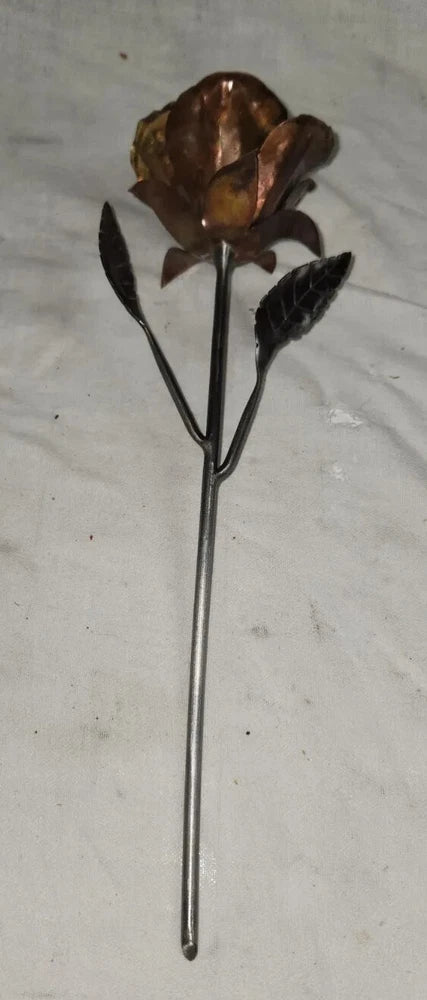 Vintage Metal Flower Carnation? Rose Copper 14 Inch Display Carnation