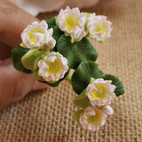 Lotus 3 Bunches White Water Flower Miniature Dollhouse Thai Lotus Flowers Decor Lily