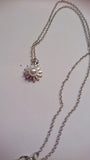 BRAND NEW SILVER PLATED Zirconium Fashion SUNFLOWER  PEARLY GEM PENDANT NECKLACE Sunflower