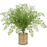 Faux Greenery Stems in Vase Aritificial Fern Plant in Glass Vase with Faux Wa... Green Plant