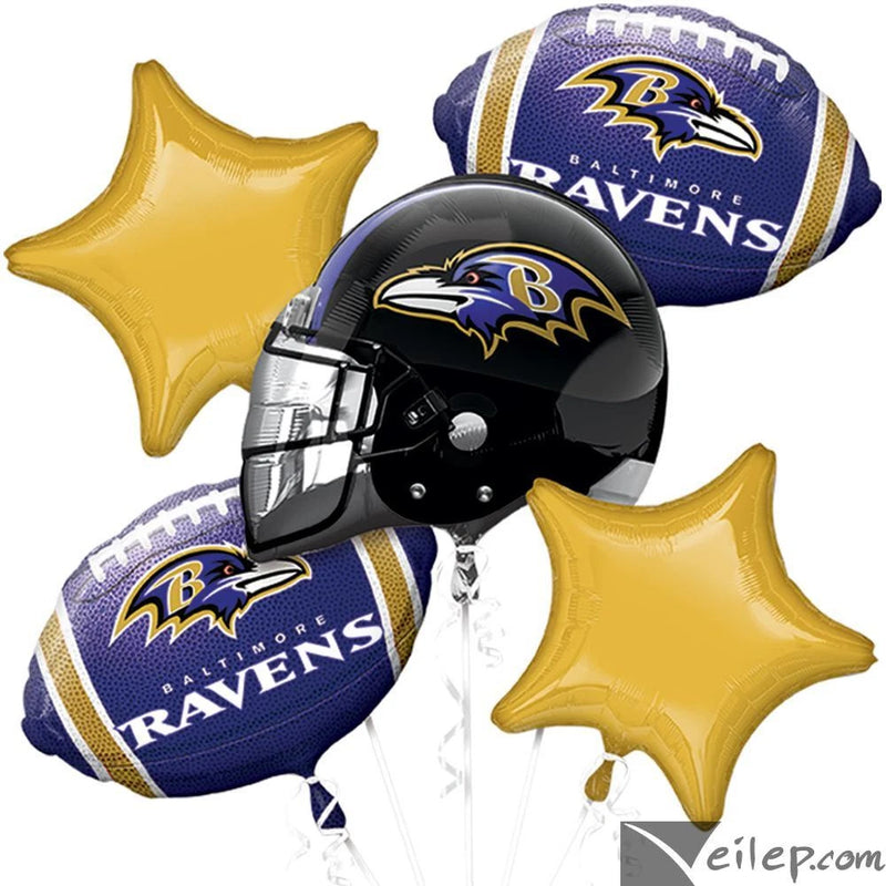 Anagram Baltimore Ravens Team Football Bouquet 5pc Foil Balloon Pack, Purple ... Bouquet