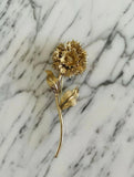 Vintage Signed Monet Gold-Tone Carnation Flower Brooch Ð Large Statement Pin Carnation