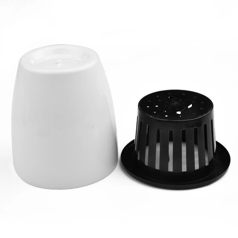 Self-watering flower pot, white outer cup with black perforated insert base