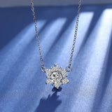Lucia Sunflower 2-Carat Diamond Necklace, Sterling Silver & 18k White Gold Sunflower