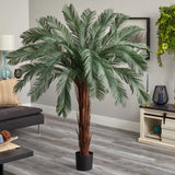 6Õ Cycas Palm Artificial Tree with Natural Trunk UV Indoor/Outdoor Home Decor. Green Plant