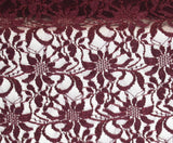 EMBROIDERED 3D FLORAL LACE ULTRA SOFT FABRIC BURGUNDY 59" WIDE BY THE YARD Flowering Plants